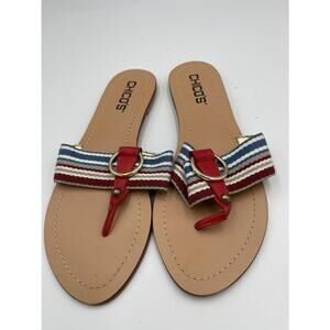 Chicos Thong Women’s Sandals Striped Strap Flip Flops 9M Cruise Wear EUC